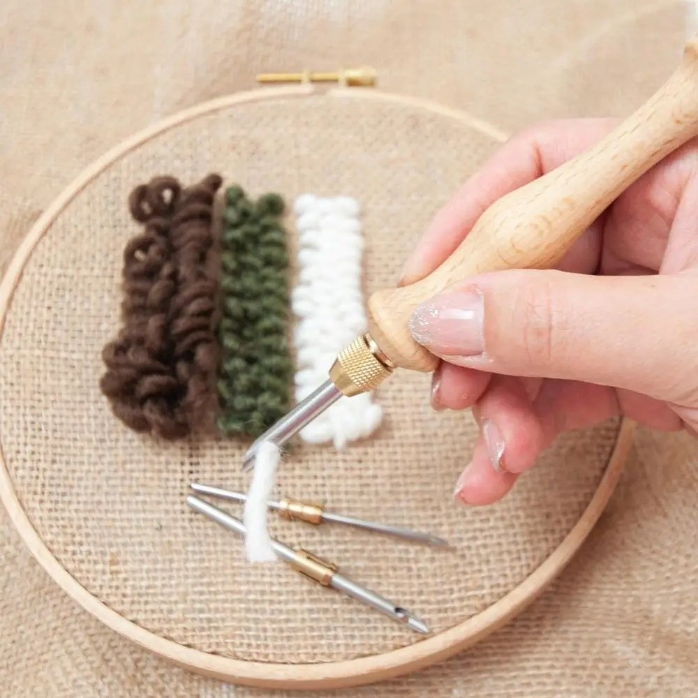 Cotton Embroidery Thread Skeins - 2,5mm/3,5mm/5mm Punch-Nadel-Set mit Holzgriff, Kreativer Stickerei-Stift