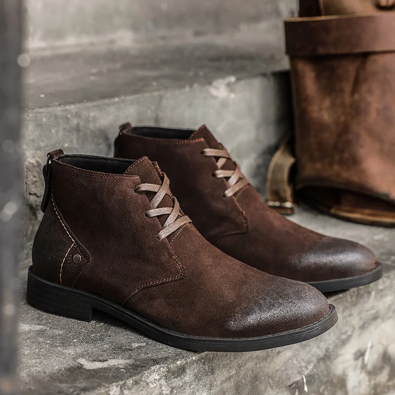 Craft Tools - Neue Kuh Wildleder Stiefeletten handgemachte Vintage