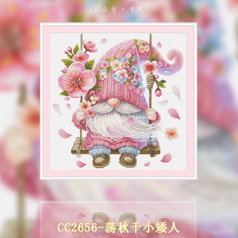 Cross Stitch Stamped Kits Beginners - 【CC2656 – Zwerg mit Schaukel】DIY-Stickset mit