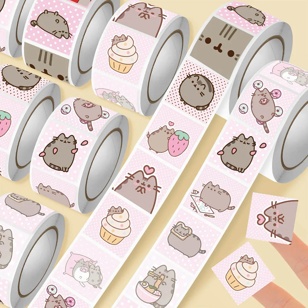 Scrapbooking - Hou 500 Stück Pusheen Cartoon-Katzen-Rollaufkleber, wasserfeste