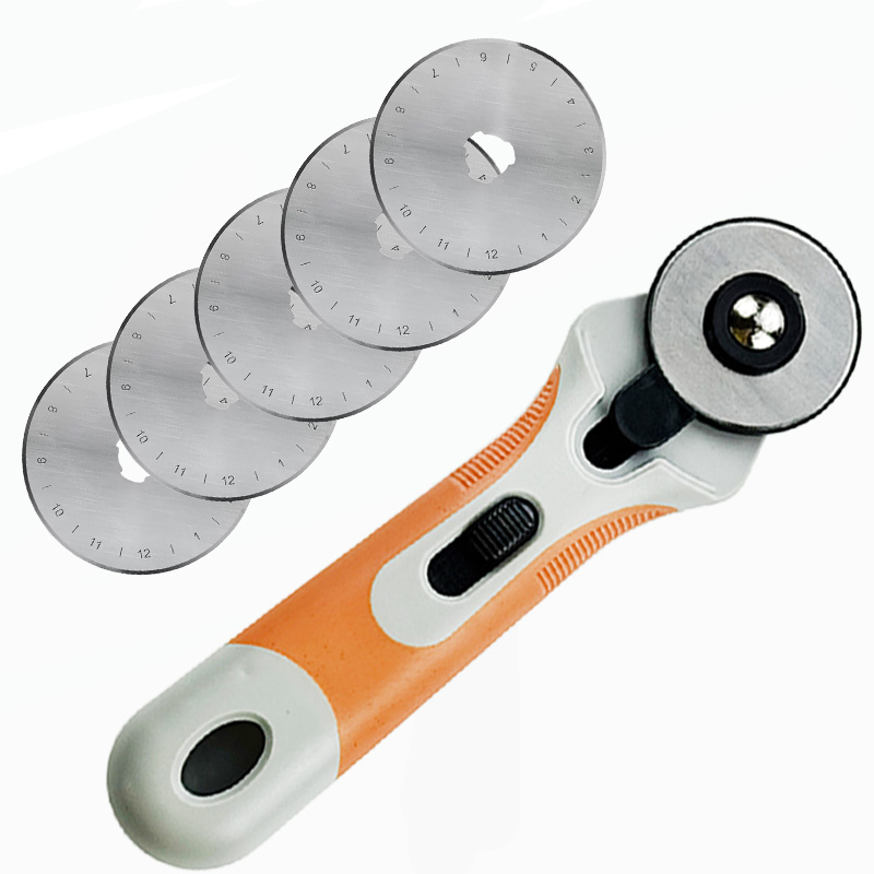 Rotary Cutter For Fabric 45Mm - 45-mm-Rollenschneider, Stoffschneidemesser, rutschfester Kunststoffgriff, Sicherheitsklingenverriegelung, kreisförmiger