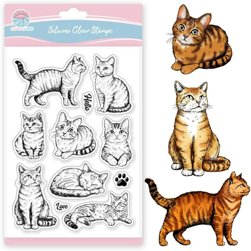 Clear Silicone Stamps For Card Making - Klare Stempel mit Katzen, realistische Katzen-Silikon-Stempel,