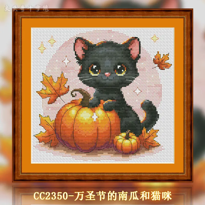 Cross Stitch Stamped Kits Beginners - [CC2350 – Kürbisse und Katzen für