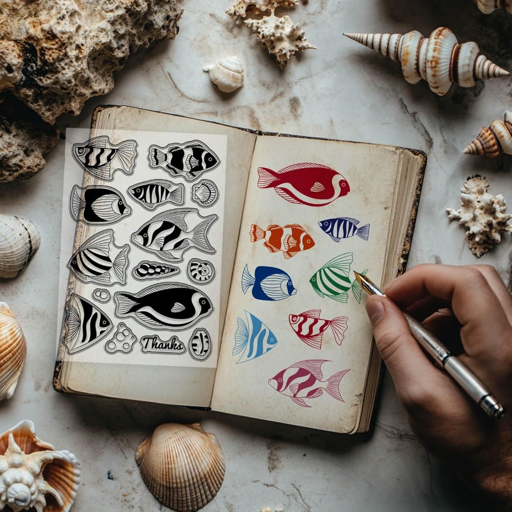 Sommer-Ozean-Clownfisch, trans – Clear Silicone Stamps For Card Making Bewertung und Preis
