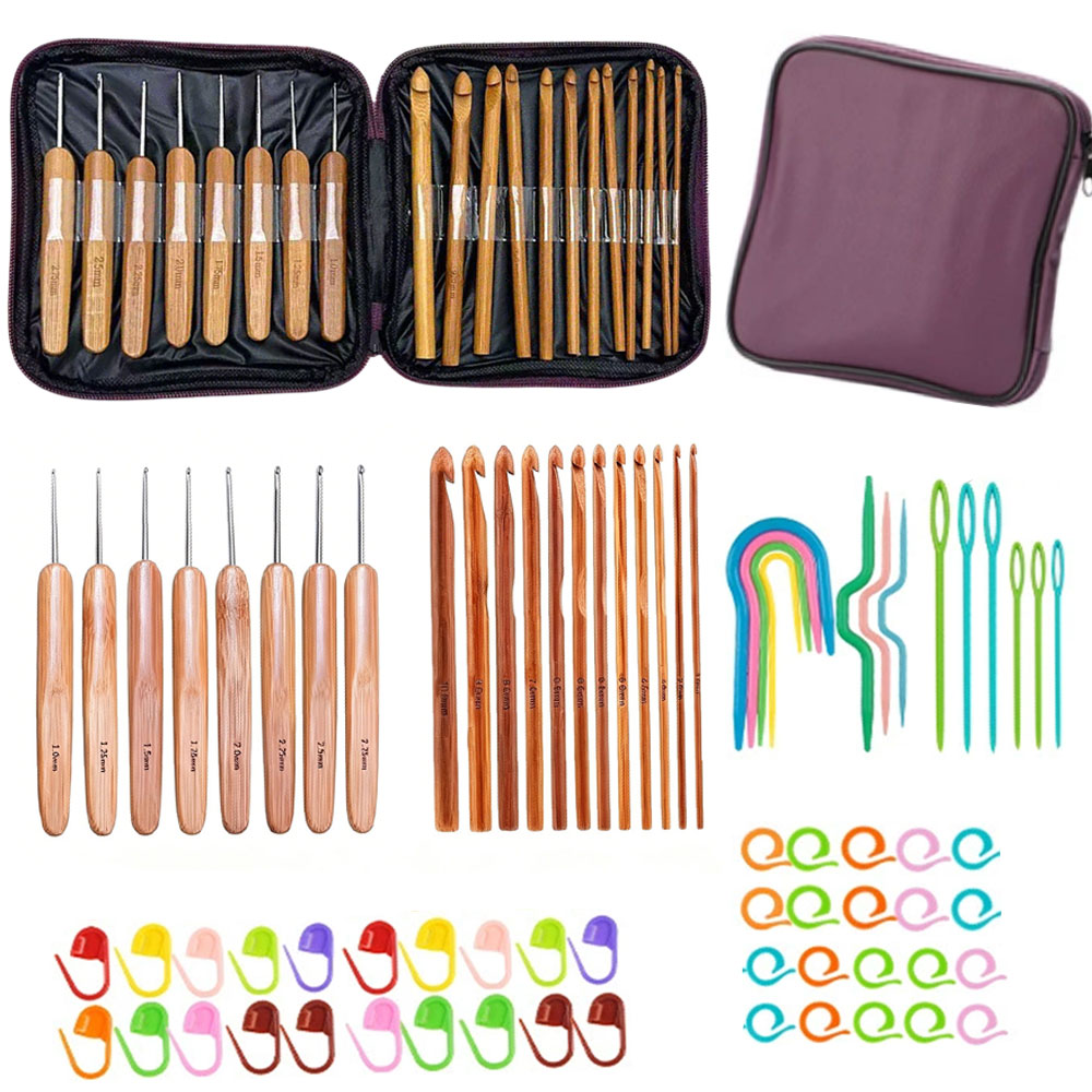74-teiliges Bambus-Häkelnadel- – Sewing Bewertung und Preis