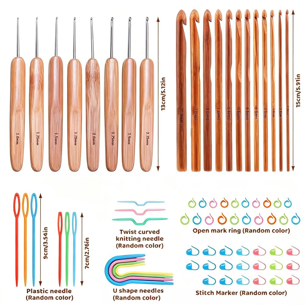 74-teiliges Bambus-Häkelnadel- – Sewing Bewertung und Preis